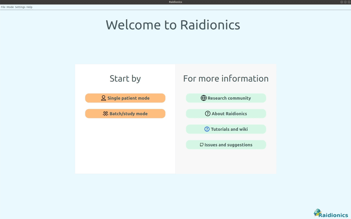 Looping demo of the stand-alone Raidionics desktop application segmenting a brain tumor and generating a report